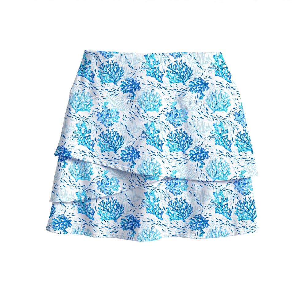 Scales White Blue Coral Reef Wavy Skort NWT Medium
